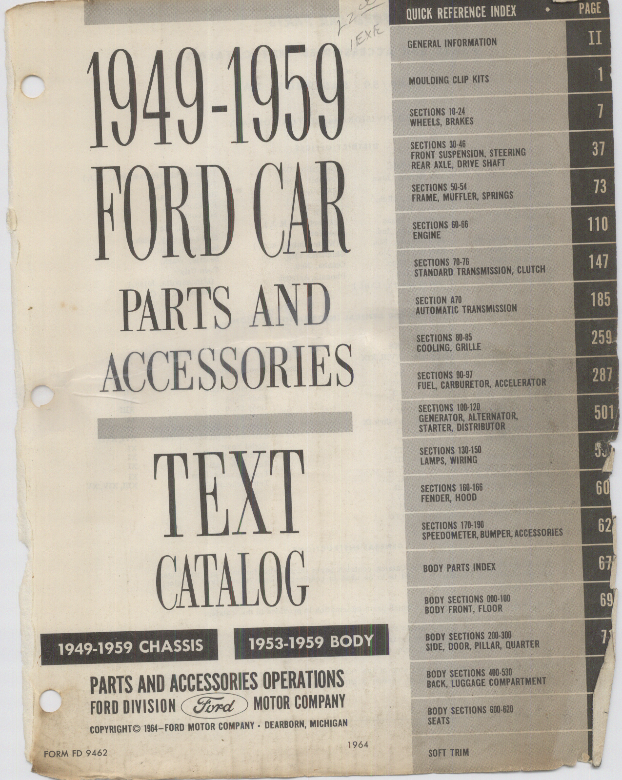 Ford Car Text Catalog January 1964
